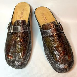 Romus Metallic Leather Mule Casual Slip On Shoes EU 40 US 9 Removable Insole